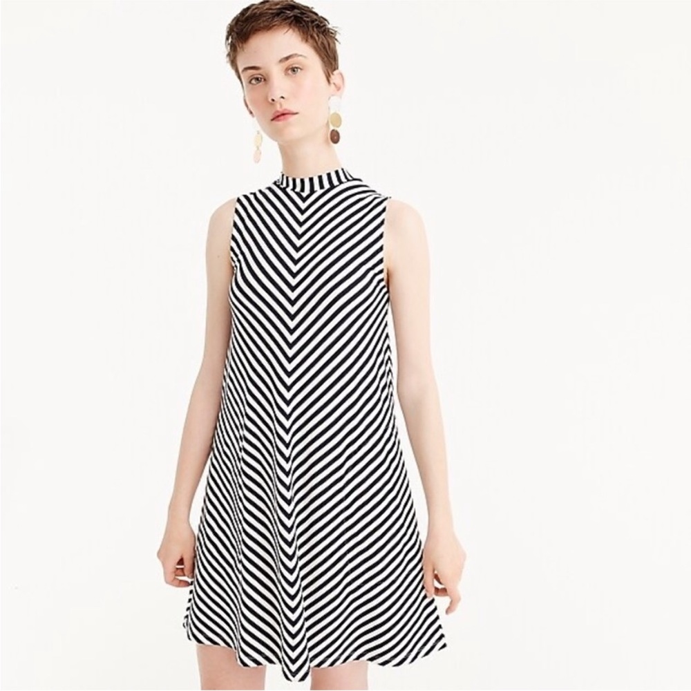 J. Crew Navy and White Chevron Stripe Dress | size small